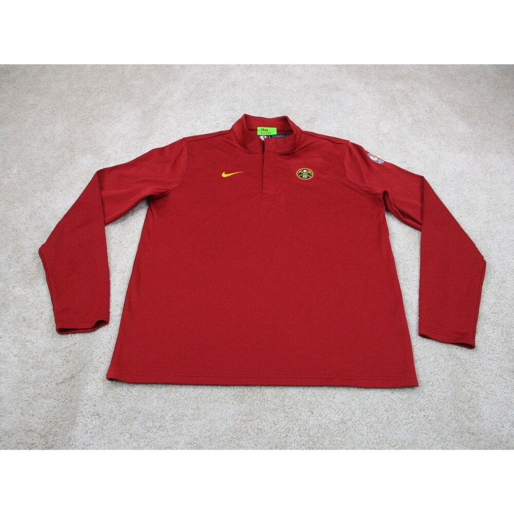 Denver Nuggets Nike Sweatshirt Men Large Red 1/4 Zip Performance Pullover DriFit